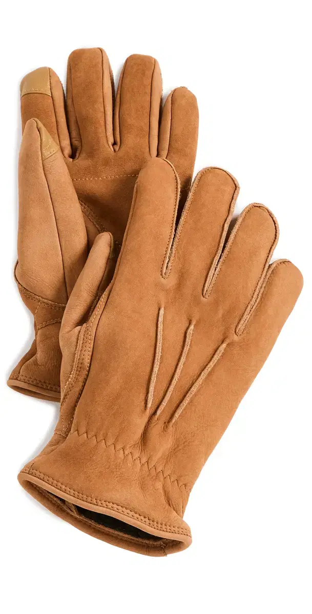 UGG 3 Point Leather Gloves Chestnut