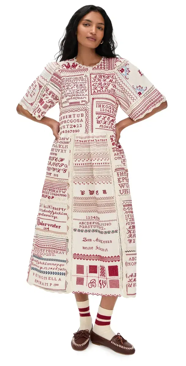 Kit Embroidered idi Dress Cream