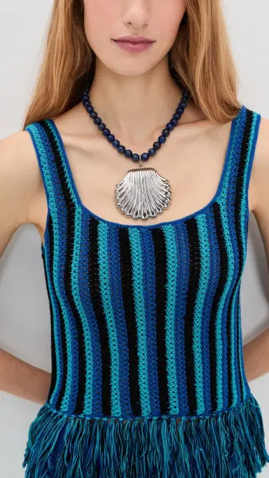 Julietta Holbox Necklace Silver/Navy One Size | Thumbnail 3