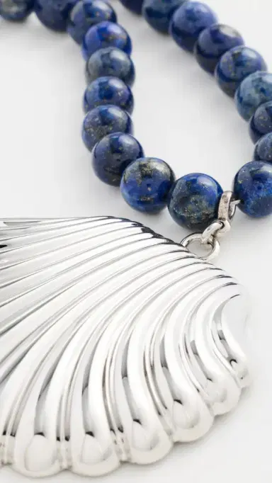 Julietta Holbox Necklace Silver/Navy One Size | Thumbnail 4