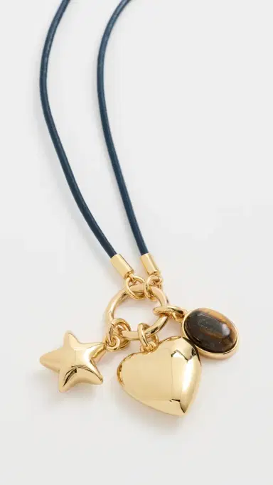 Madewell Heart Charm Cord Necklace Antique Gold One Size | Thumbnail 2