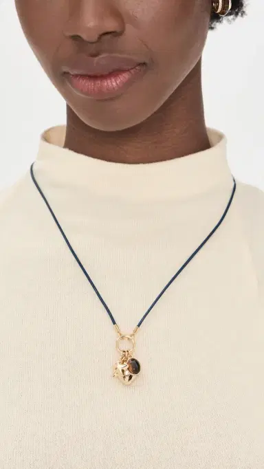 Madewell Heart Charm Cord Necklace Antique Gold One Size | Thumbnail 3