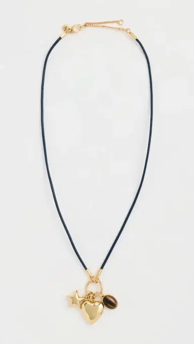 Madewell Heart Charm Cord Necklace Antique Gold One Size | Thumbnail 4