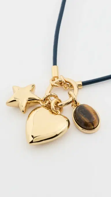Madewell Heart Charm Cord Necklace Antique Gold One Size | Thumbnail 5