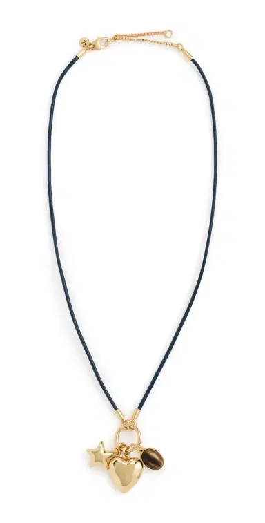 Madewell Heart Charm Cord Necklace Antique Gold One Size | Thumbnail 1