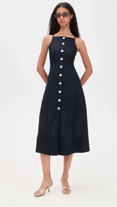 Veronica Beard Georges Linen Dress Navy | Thumbnail 2 Veronica Beard Georges Linen Dress Navy | Thumbnail 2