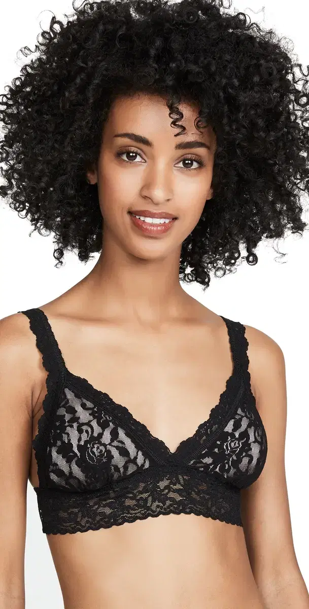 Signature Lace Padded Crossover Bralette Black