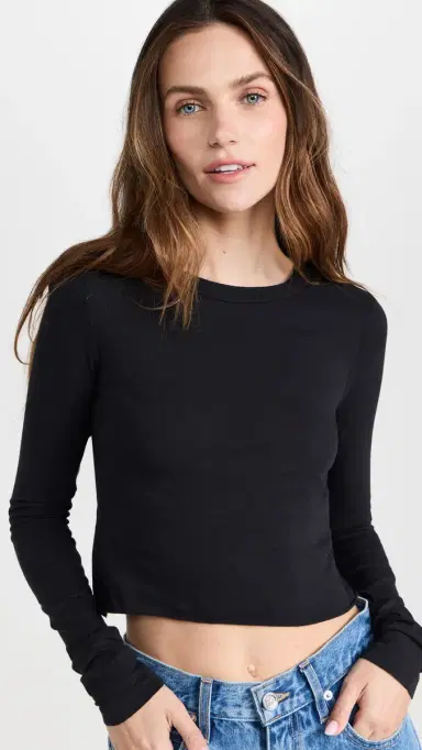SLVRLAKE Raven Long Sleeve Baby Tee Raven L | Thumbnail 2