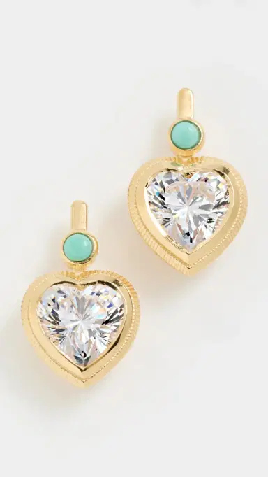 HART Bezel Heart Earrings with Turquoise | Thumbnail 2
