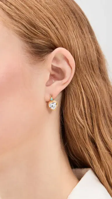 HART Bezel Heart Earrings with Turquoise | Thumbnail 3