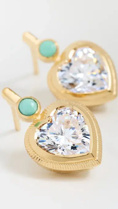 HART Bezel Heart Earrings with Turquoise | Thumbnail 4