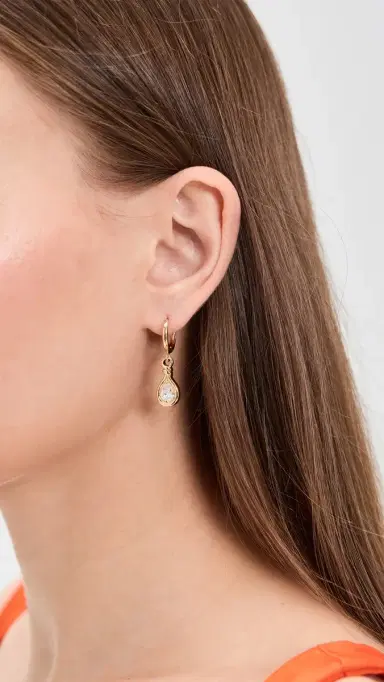 Luv Aj The Georgia Stone Knot Hoops Gold One Size | Thumbnail 3