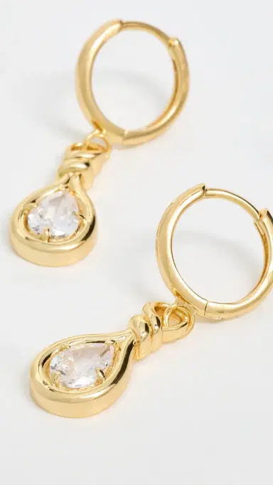Luv Aj The Georgia Stone Knot Hoops Gold One Size | Thumbnail 4