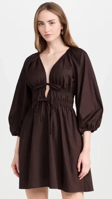 WAYF Leighton Mini Dress Espresso | Thumbnail 5