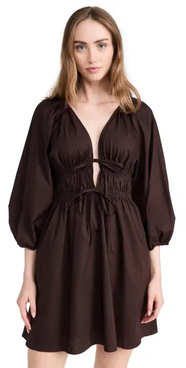 WAYF Leighton Mini Dress Espresso | Thumbnail 1