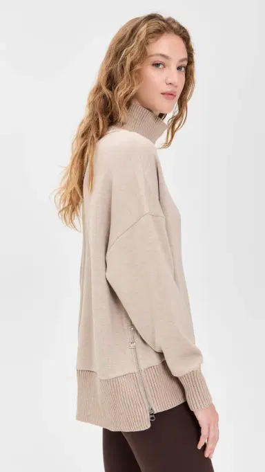 Varley Barker High Neck weatshirt Taupe Marl | Thumbnail 4 Varley Barker High Neck weatshirt Taupe Marl | Thumbnail 4