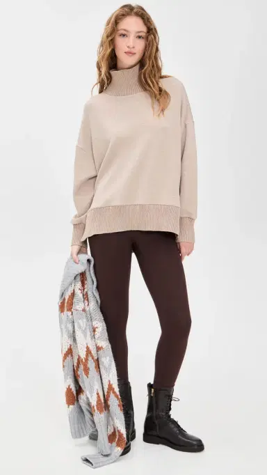 Varley Barker High Neck weatshirt Taupe Marl | Thumbnail 5 Varley Barker High Neck weatshirt Taupe Marl | Thumbnail 5