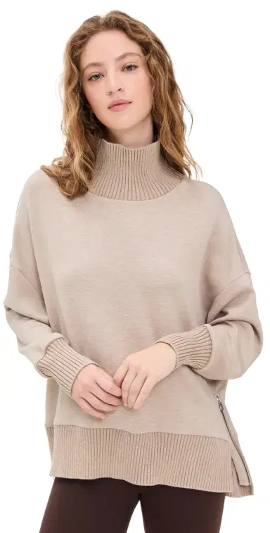 Varley Barker High Neck weatshirt Taupe Marl | Thumbnail 1 Varley Barker High Neck weatshirt Taupe Marl | Thumbnail 1