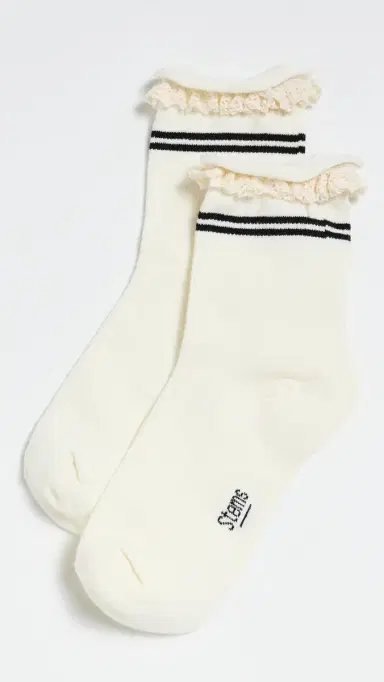 Stems Pointelle Contrast High Ankle Socks One Size | Thumbnail 2