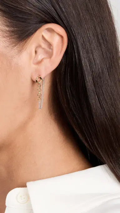 SHASHI Kelly Two Tone Chain Earrings Silver/Gold One Size | Thumbnail 3