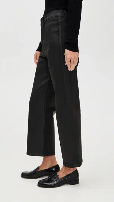 DL1961 Karmine Refined Wide Leg Petite High Rise Coated Jeans Black Coated (Highluxe) 31 | Thumbnail 4 DL1961 Karmine Refined Wide Leg Petite High Rise Coated Jeans Black Coated (Highluxe) 31 | Thumbnail 4