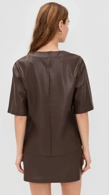 LE BOP Caroline Faux Leather Tee Coffee L | Thumbnail 3