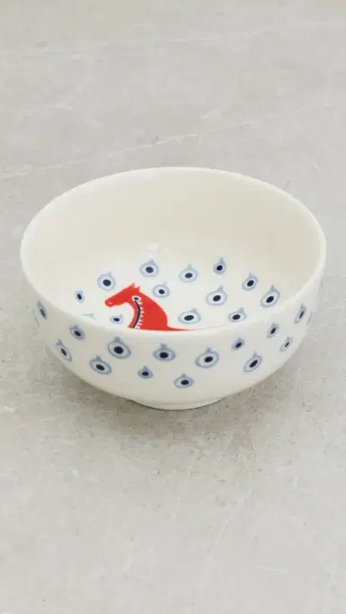 Marimekko Oiva Musta Tamma Bowl Off White/Orange Red/Blue One Size | Thumbnail 2