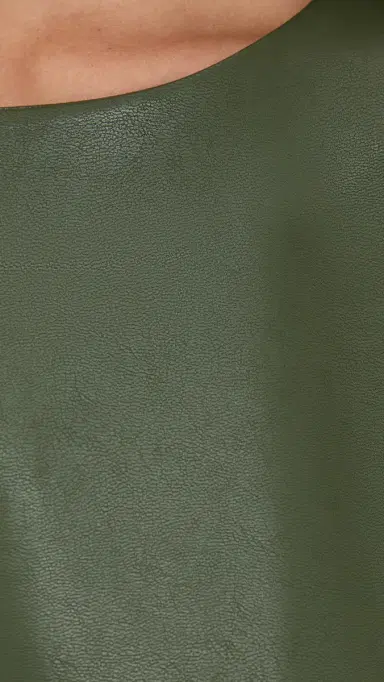 LE BOP Caroline Faux Leather Tee Dark Green | Thumbnail 6