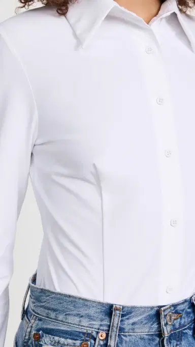 Commando Classic Button Down Thong Bodysuit White L | Thumbnail 6