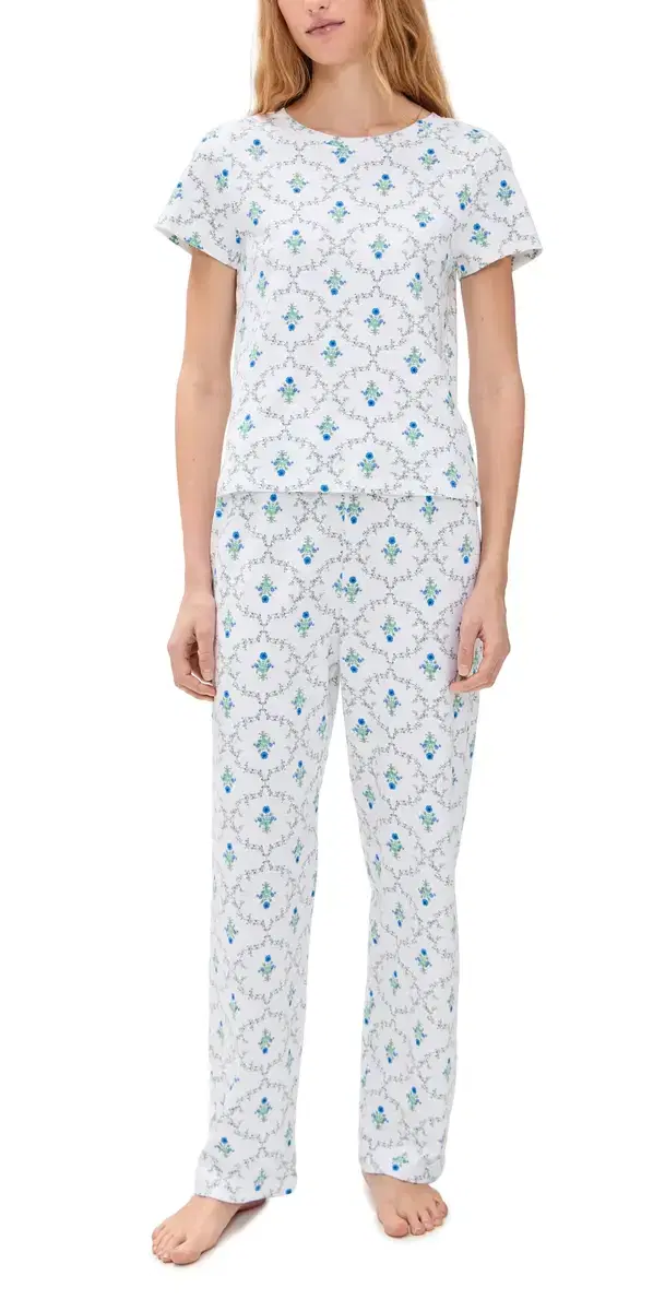 The Kelly Pajama Set Green Trellis