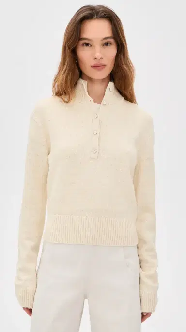 Helmut Lang Slub Button ock Neck Pullover Natural | Thumbnail 2 Helmut Lang Slub Button ock Neck Pullover Natural | Thumbnail 2