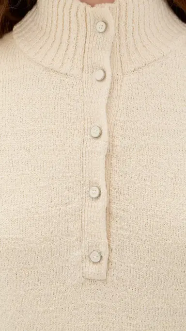 Helmut Lang Slub Button ock Neck Pullover Natural | Thumbnail 6 Helmut Lang Slub Button ock Neck Pullover Natural | Thumbnail 6
