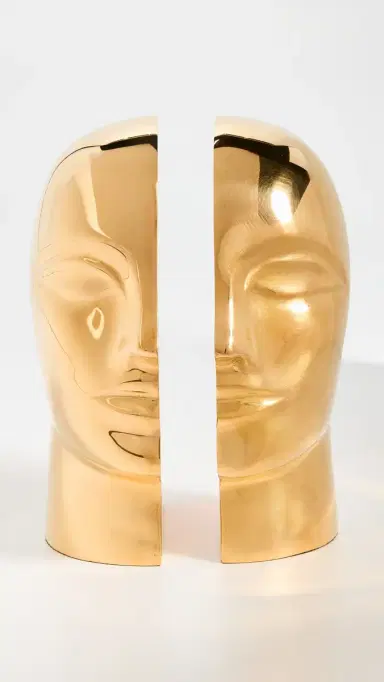 Jonathan Adler Brass Atlas Bookend Set of 2 Brass One Size | Thumbnail 2