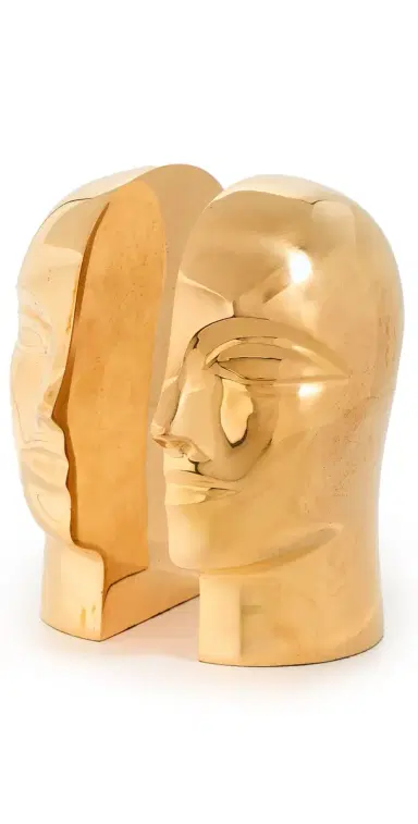 Jonathan Adler Brass Atlas Bookend Set of 2 Brass One Size | Thumbnail 1