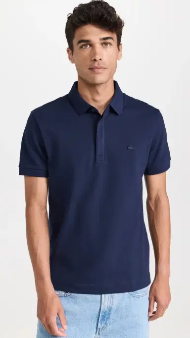 Lacoste Stretch Cotton Paris Polo Navy Blue | Thumbnail 2