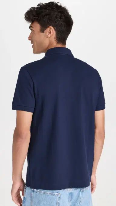 Lacoste Stretch Cotton Paris Polo Navy Blue | Thumbnail 3