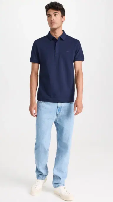Lacoste Stretch Cotton Paris Polo Navy Blue | Thumbnail 5