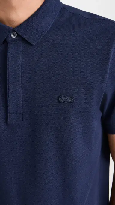 Lacoste Stretch Cotton Paris Polo Navy Blue | Thumbnail 6