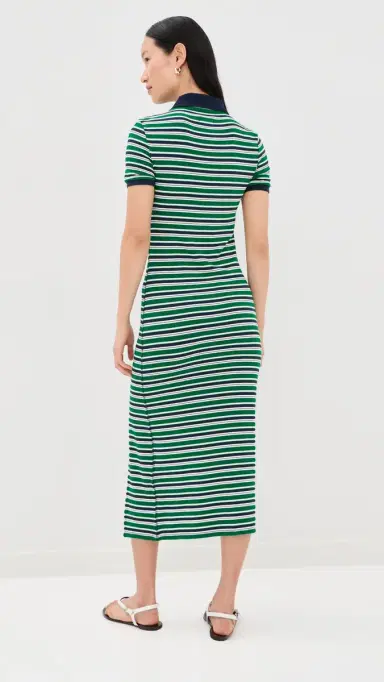 Simkhai Shelby Knit Polo Midi Dress Kelly Green Stripe | Thumbnail 3