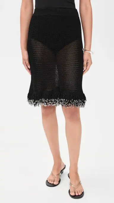 Paris Georgia Fringe Knit Skirt Black | Thumbnail 2