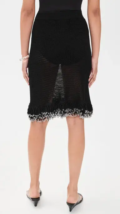 Paris Georgia Fringe Knit Skirt Black | Thumbnail 3