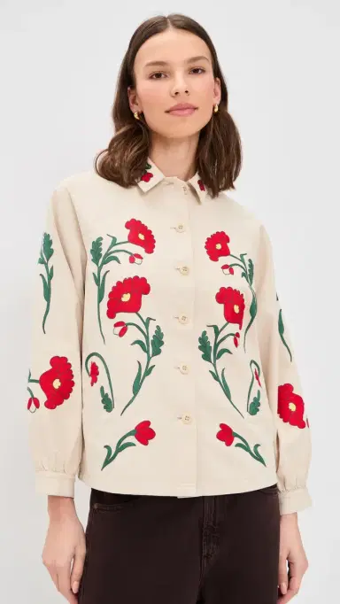 The Great. THE GREAT. THE GREAT x Stetson The Western Embroidered Commodore Jacket Cream 0 | Thumbnail 2