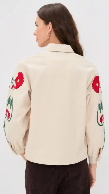The Great. THE GREAT. THE GREAT x Stetson The Western Embroidered Commodore Jacket Cream 0 | Thumbnail 3
