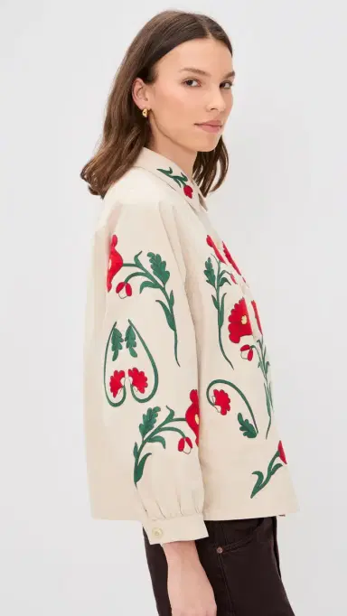 The Great. THE GREAT. THE GREAT x Stetson The Western Embroidered Commodore Jacket Cream 0 | Thumbnail 4