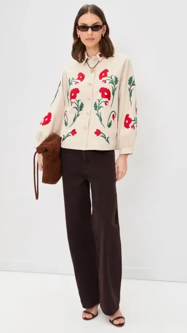 The Great. THE GREAT. THE GREAT x Stetson The Western Embroidered Commodore Jacket Cream 0 | Thumbnail 5