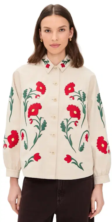 The Great. THE GREAT. THE GREAT x Stetson The Western Embroidered Commodore Jacket Cream 0 | Thumbnail 1