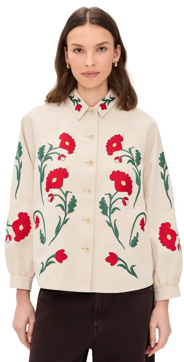 THE GREAT x Stetson The Western Embroidered Commodore Jacket Cream