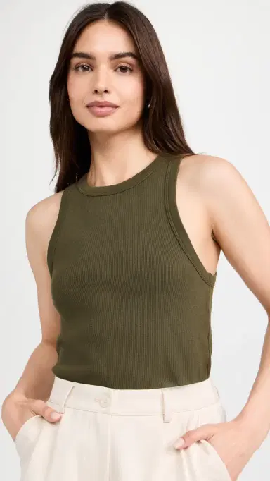 Sold Out NYC The Not So Basic Tank in Olive Olive M | Thumbnail 2