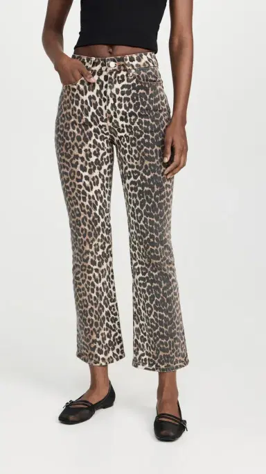 Ganni Print Denim Betzy Cropped Jeans Leopard | Thumbnail 2