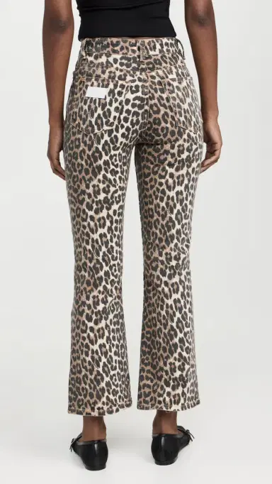 Ganni Print Denim Betzy Cropped Jeans Leopard | Thumbnail 3